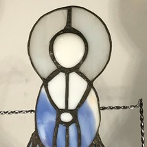 Stained Glass Angel Blue &amp; White Window - Primitive Looking 10.5&quot; Tall 8... - $12.19