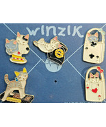 Winzik Kitty Cats Fashion Brooch Tac-Pins Enameled Gold-Tone Set of 5 - £15.97 GBP