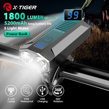 X-TIGER Bike Light 1200LM Front Lamp Type-C Rechargeable LED Power Bank Bicycle  - £89.86 GBP