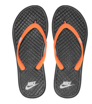 Nike On Deck Men&#39;s Sandals Slippers Slides Thong Flip Flops Black Orange  - £30.01 GBP