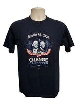 2008 Barack Obama Joseph Biden Change Can Happen Adult Medium Blue TShirt - £14.62 GBP