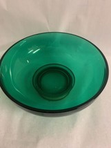 Vintage Green Glass Emerald Gloss Paden City Glass Bowl with Metal Base,... - $36.62