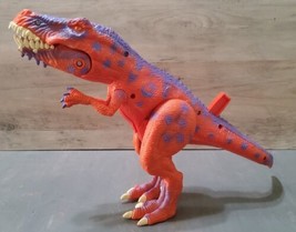 T-Rex Dinosaur Mattel Roaring Movable Dinosaur Orange Purple 2008 Working 15x9 - £18.02 GBP