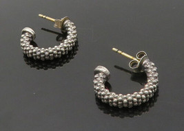 Lagos Caviar 925 Silver &amp; 14K Gold - Vintage Bubble J-Hoop Earrings - EG8171 - £154.66 GBP