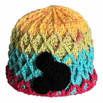 Multicolored Hand Crocheted Minnie Mouse Winter Beanie Hat - £27.40 GBP
