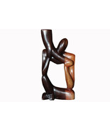 Vintage Hand Carved African Man Playing Horn Ghanaian Sculpture African ... - $74.96 CAD