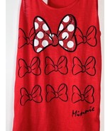 Disney Parks Tank Top Red Minnie Mouse w/ Bow Sleeveless Women’s Small - £15.66 GBP
