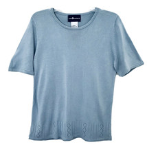 Sag Harbor Womens Vintage Light Blue Short Sleeve Pontil Knit Sweater Small - £15.92 GBP