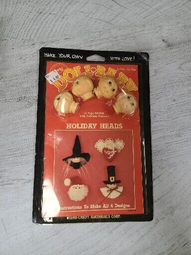 Vintage 1985 Fibre Craft Bitty Doll Baby Holiday Kit Heads & Pattern Book - £6.68 GBP
