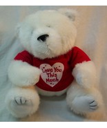 WHITE SPARKLY TEDDY BEAR W/ RED SHIRT &amp; MAGNET HANDS 7&quot; Plush Stuffed An... - $20.31 CAD