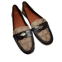 Coach Brown Penny Loafers Signature Canvas Coach Coin  Size 7.5 NEW - £37.54 GBP