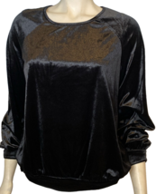 NWT Philosophy Black Velour Long Sleeve Round Neck Top Size Small - $28.49