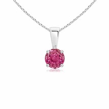 ANGARA 4mm Natural Pink Sapphire Solitaire Pendant Necklace in Silver for Women - £154.15 GBP+