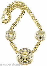 Egyptian Necklace New Three Head Pendant With 19 Inch Cuban 10mm Link Chain  - £17.84 GBP