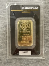 Gold Bar ARGOR-HERAEUS 1 Ounce Fine Gold 999.9 In Sealed Assay - £1,676.55 GBP