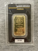 Gold Bar ARGOR-HERAEUS 1 Ounce Fine Gold 999.9 In Sealed Assay - £1,659.16 GBP