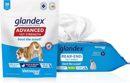 Anal Gland Hygienic Pet Wipes 100 Ct Advanced Vet Strength Chews 30 Ct Bundle Do - £54.14 GBP