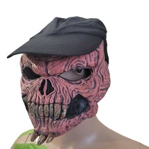 HTF Easter Unlimited Scary Horned Red Demon Skeleton Mask Large Teeth Black Hat - £15.81 GBP