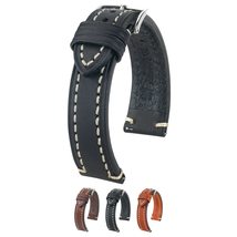 Hirsch Liberty Leather Watch Strap - Brown - L - 24mm / 22mm - Shiny Sil... - $59.95