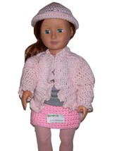 Handmade American Girl Pink Sweater and Hat, Crochet, 18 Inch Doll - £11.50 GBP