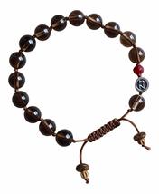 Smokey Quartz Bracelet with Ruby &amp; Buffalo Bone Beads - BE STRONG (BNSQ8SR) - £112.71 GBP