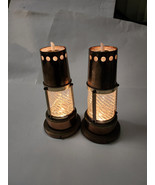 Pair of 2 Welsh Miner Lamps Battery Operated Works Glass *READ DESCRIPTION - £83.59 GBP