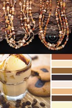 long multi wrap boho bracelets/necklaces, artisan seed bead mix, cream, brown - £31.17 GBP