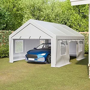 Outdoor 13X20 Ft Carport, Duty Canopy Storage Shed With Mesh Windows And... - $1,020.99