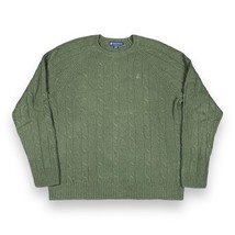 Brooks Brother Olive Green Italian Lambswool Cable Knit Sweater Mens Sz L - £38.27 GBP