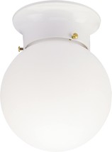 60 Watt Interior Ceiling Fixture With Glass Globe, Westinghouse, White Finish. - $34.94