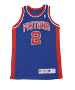 Vtg Champion Detroit Pistons Stacey Augmon Basketball Jersey Gamer Blue ... - £711.26 GBP