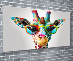 Jazzy Giraffe Canvas Print Animal Wall Art 55x24 Inch Ready To Hang  - £70.86 GBP