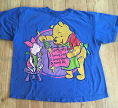 Vintage Winnie The Pooh Piglet Blue T-Shirt XL BRAZOS HUNNY SUPE CHOPZ PIE - £67.70 GBP