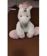 Aurora Purely Luxe Pink and White Unicorn Silver Horn Plush Stuffed Animal - $20.29 CAD