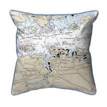 Betsy Drake Alexandria Bay, NY Nautical Map Large Corded Indoor Outdoor Pillow - £43.51 GBP