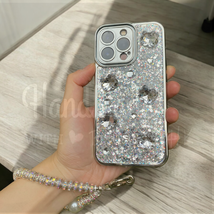 Glitter Cat Chain Lanyard Wristband Resin Case For iPhone 12 13 14 15 16 Pro Max - $29.00