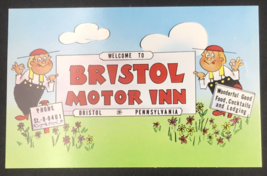 Vintage Bristol Motor Inn Hotel PA Pennsylvania Cartoonish Rotary Postcard - £6.13 GBP