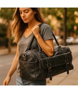 Personalised Dark Green Leather Duffel Bag – Handmade Vintage Weekender - $8,021.91 MXN