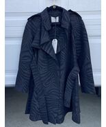 NWT Lanvin for H&amp;M 2010 Trench Coat Size US 10 Black Zebra Pattern Collared - $178.19