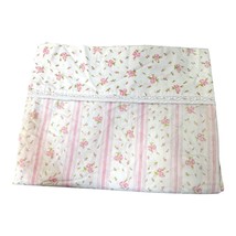 JCPenney Vintage Twin Bed Sheet Floral Pattern Percale Flowers Pink Cott... - $23.36