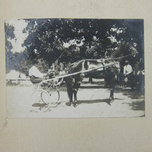 Antique Photograph Horse &amp; Buggy Man in Hat Smoking Cigar Racing Horse 1910s - £15.81 GBP