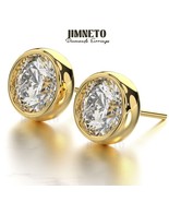 1 Ct Real Lab Grown Diamond Studs BEZEL Earrings in 14k Yellow Gold EF/SI - €364,68 EUR