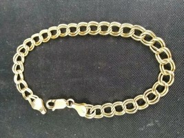 Vintage Italy Gold Vermeil Sterling 925 Link Chain 7&quot; Bracelet 6.8 grams - £22.22 GBP