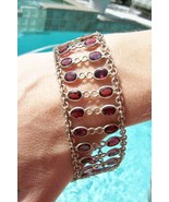 Vintage Sterling Silver &amp;  Pink/Lavender Gemstone Bracelet~Unique~8 Inch... - $94.49