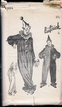Vintage 1940s Butterick 1694 Clown Costume and Hat Med - £9.74 GBP