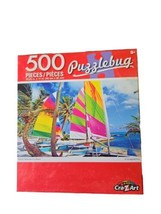 Cra-Z-Art Puzzlebug 300 Piece Jigsaw Puzzle Colorful Sailboats On A Beach B19 - £4.77 GBP