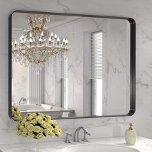 Loaao 40X32 Inch Black Metal Framed Bathroom Mirror For Wall, Matte Black - £204.59 GBP
