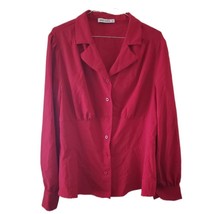 Grace Karin Red Button Down Blouse with Elastic Waist - £9.94 GBP
