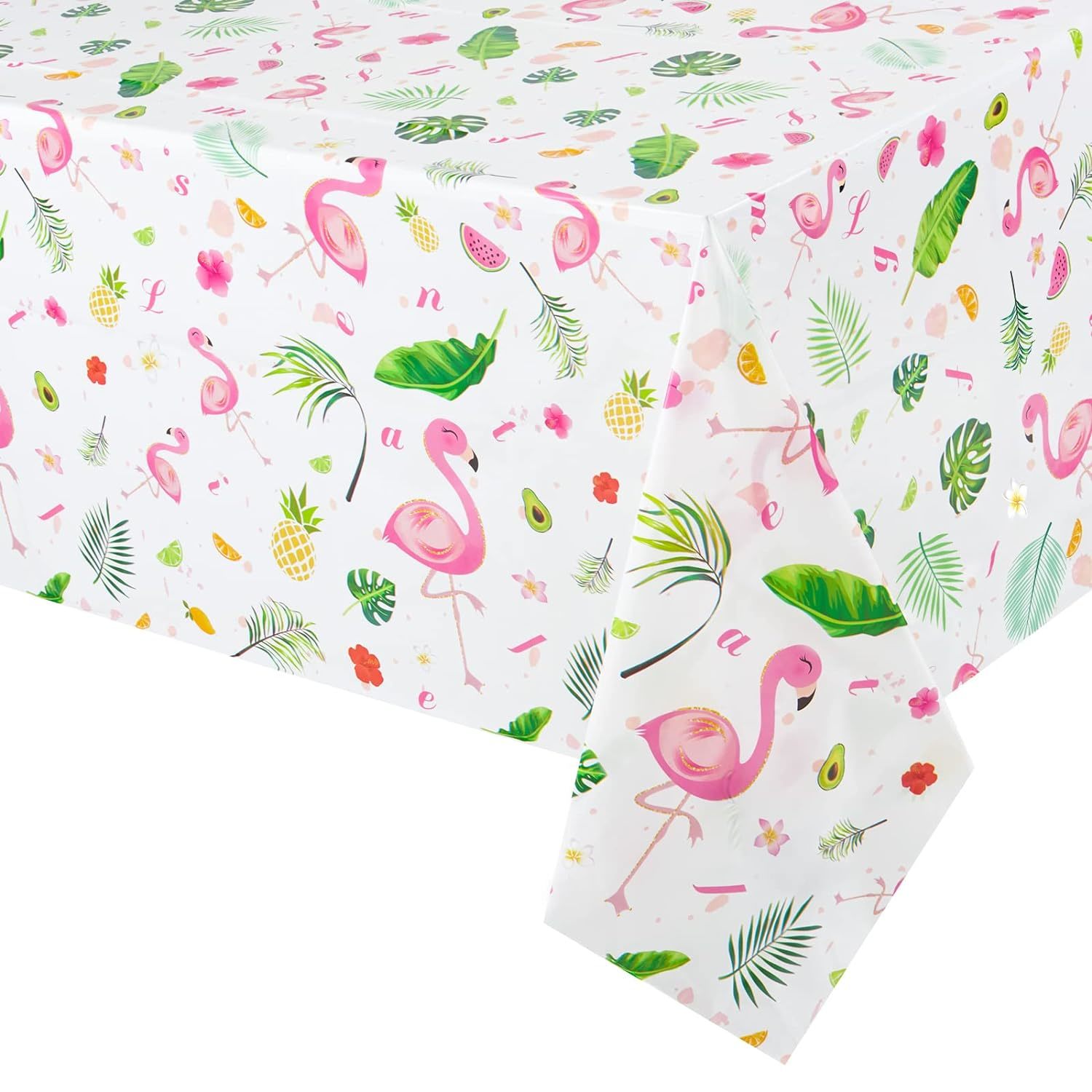 Flamingo Tablecloth - 2 Pcs 108''X 54'' Tropical Luau Party Disposable Plastic T - £14.05 GBP
