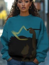 Women&#39;s Black Woman Queen Art Print Casual Sweatshirt - $28.00